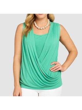 NWT LIZ CLAIBORNE Mint Green Wrap Front Sleeveless Blouse Plus size XL